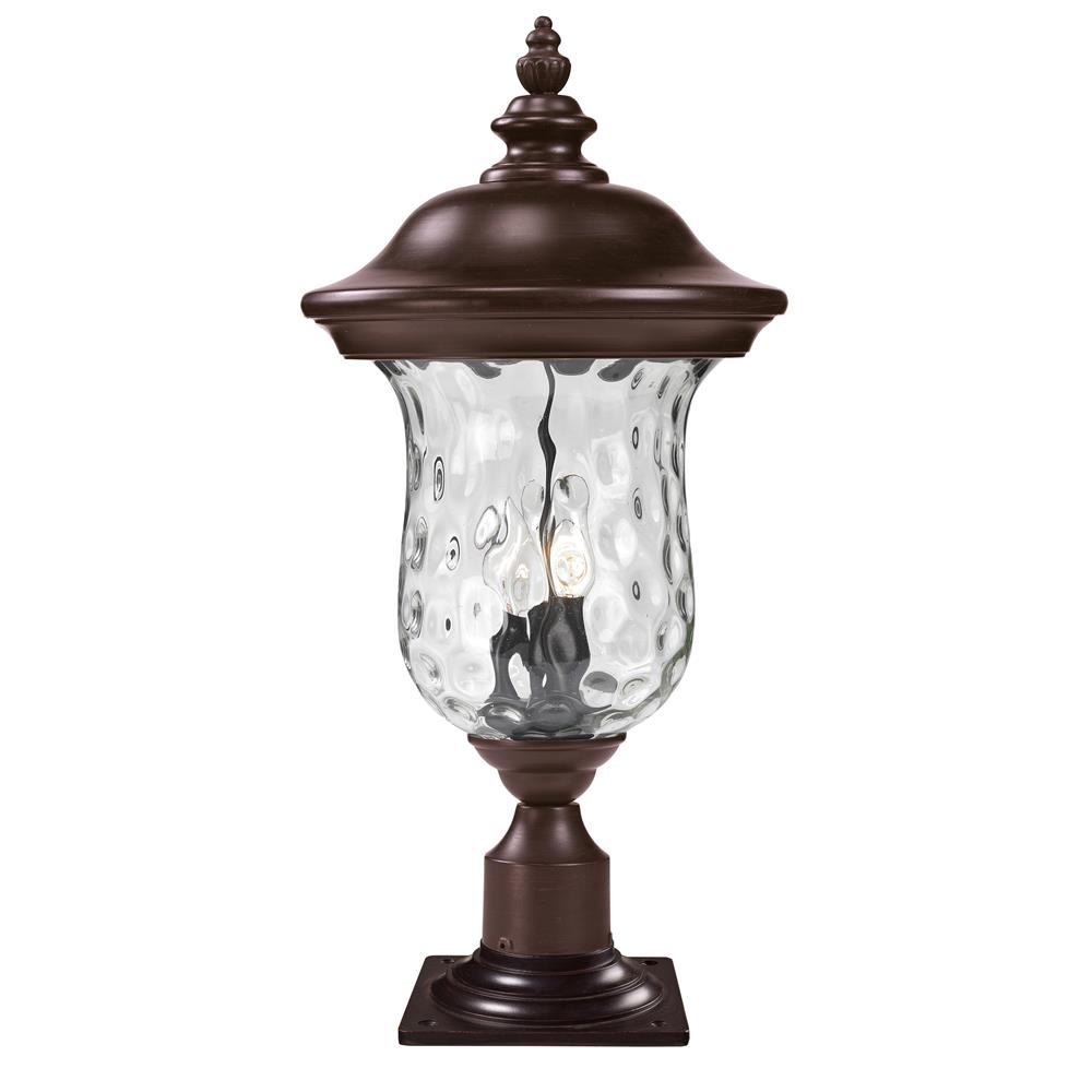 Z-Lite 533PHB-533PM-RBRZ Outdoor Post Mount Light in Bronze with a Clear Waterglass Shade